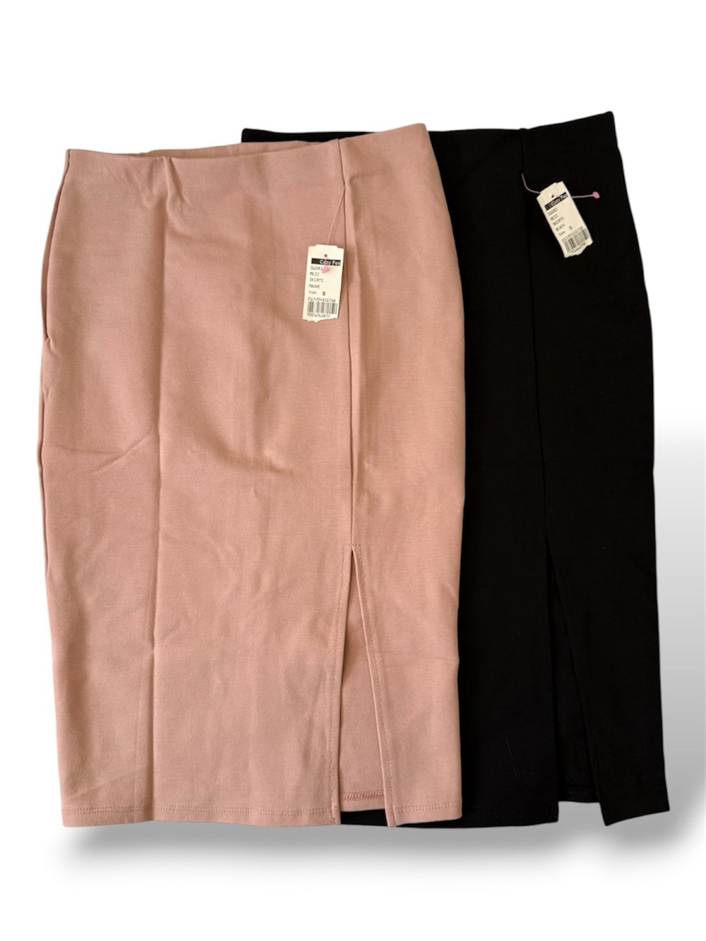 Chic Front-Slit Pencil Skirt Lot— Pink & Black